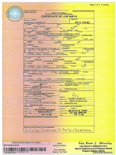 color of psa birth certificate|Request Details .